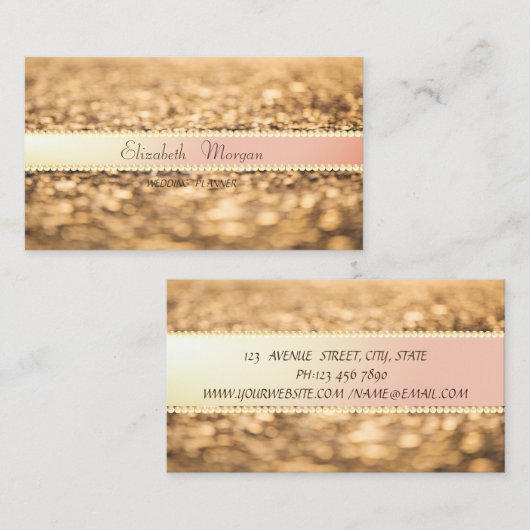 Elegant Modern Glitter Bokeh, Pearls Visitekaartje (Voorkant / Achterkant)