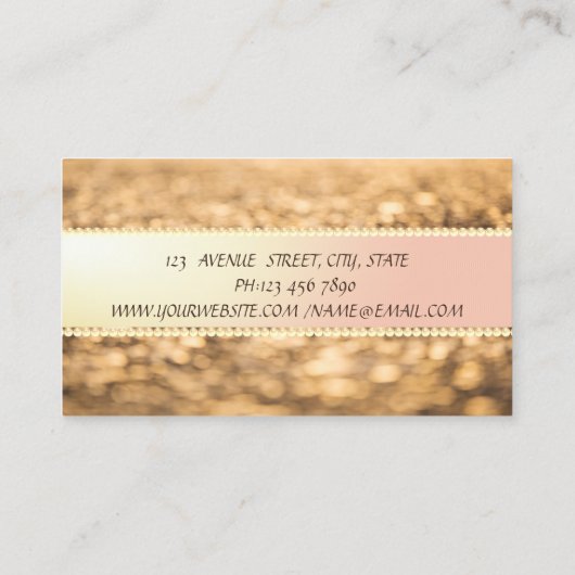 Elegant Modern Glitter Bokeh, Pearls Visitekaartje (Achterkant)