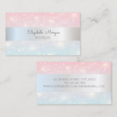 Elegant Modern Glitter Bokeh, Silver Stripe Visitekaartje (Voorkant / Achterkant)