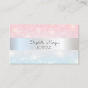 Elegant Modern Glitter Bokeh, Silver Stripe Visitekaartje