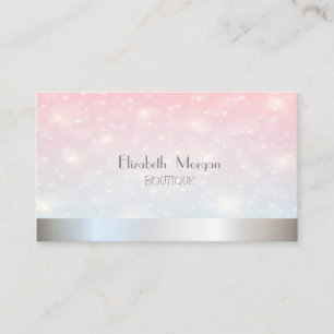 Elegant Modern Glitter Bokeh, Silver Visitekaartje
