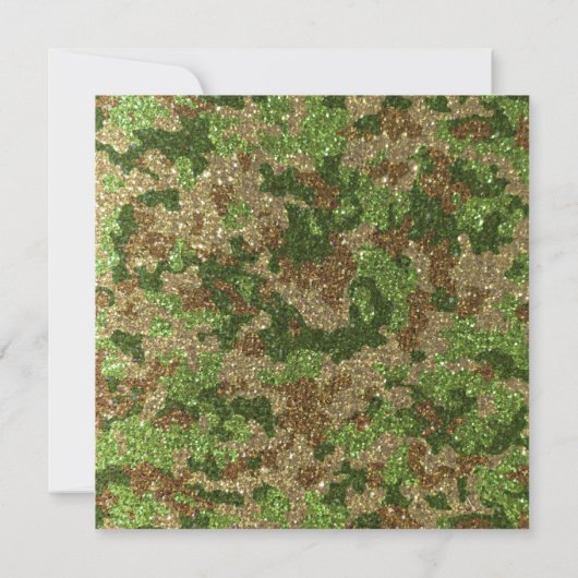 Elegant Modern Glitter Camouflage Military Wedding Kaart (Achterkant)