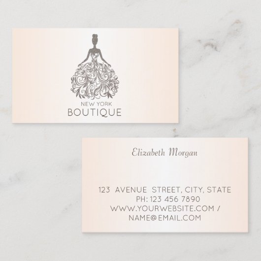 Elegant Modern Glitter Dress Visitekaartje (Voorkant / Achterkant)