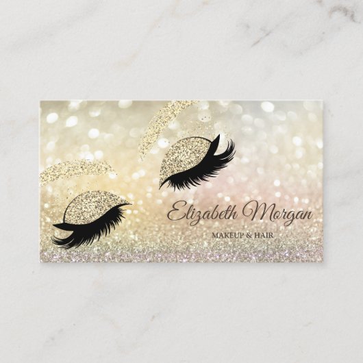 Elegant Modern Glitter Faux Lashes Bokeh Visitekaartje (Voorkant)