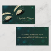 Elegant Modern Glitter Faux Lashes Green Visitekaartje (Voorkant / Achterkant)