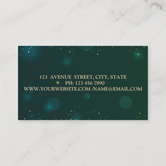 Elegant Modern Glitter Faux Lashes Green Visitekaartje (Achterkant)