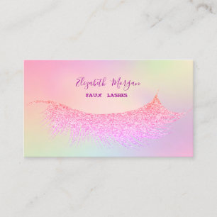 Elegant modern Glitter Faux Lashes Holographic Visitekaartje