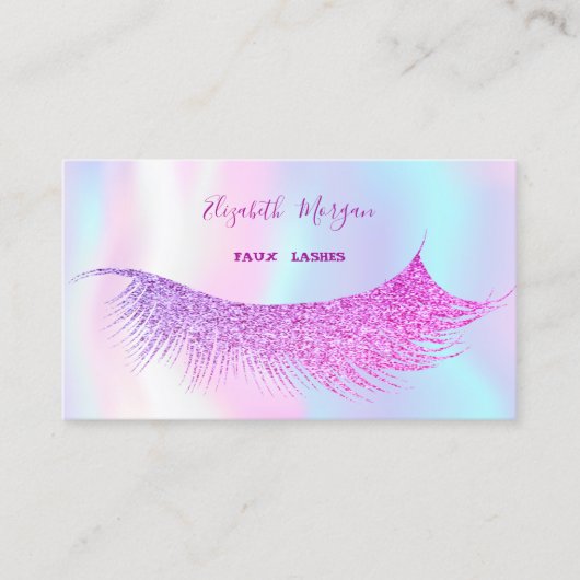 Elegant modern Glitter Faux Lashes Holographic Visitekaartje (Voorkant)