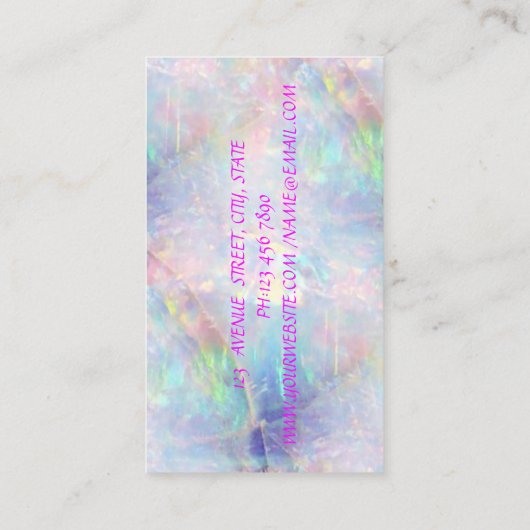 Elegant Modern Glitter, Faux Lashes Opal Visitekaartje (Achterkant)