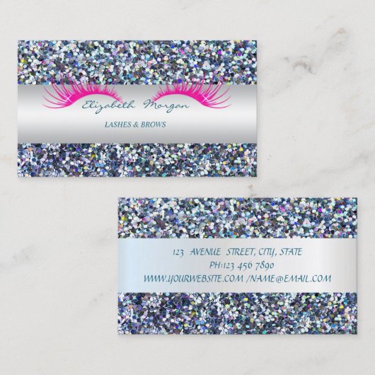Elegant Modern Glitter, Faux Lashes Visitekaartje (Voorkant / Achterkant)