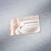 Elegant Modern Glitter, Girl Face Silhouette Magnetisch Visitekaartje (Voorbeeld)