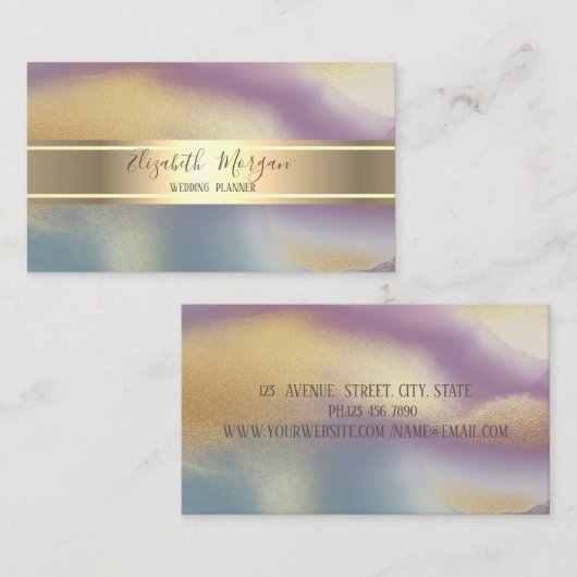Elegant modern glitter, Gold Stripe Colorful Visitekaartje (Voorkant / Achterkant)