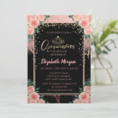 Elegant Modern Glitter Gold Tiara, marmer Flowers Kaart (Staand voorkant)