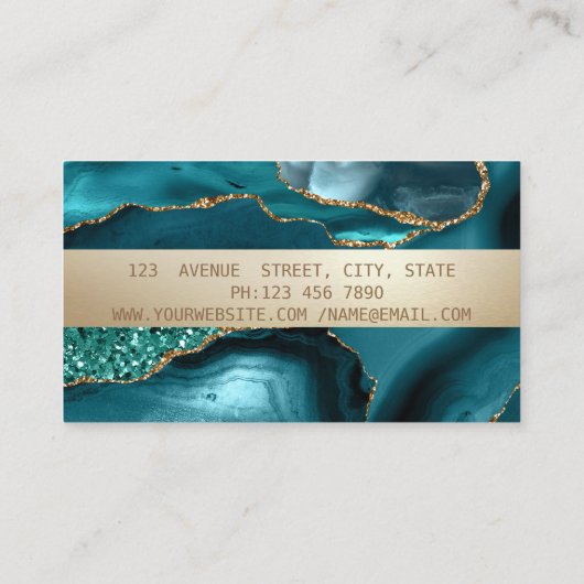 Elegant Modern Glitter, Goud Lijst Smaragd Groen Visitekaartje (Achterkant)