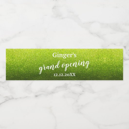 Elegant Modern Glitter Grand Opening Jubileum Waterfles Etiket (Enkel label)