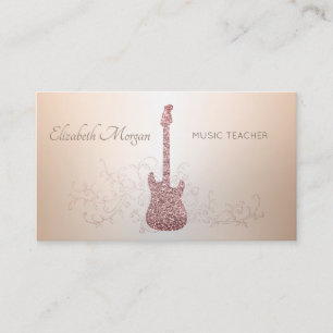 Elegant Modern, Glitter Guitar, Music Teacher Visitekaartje
