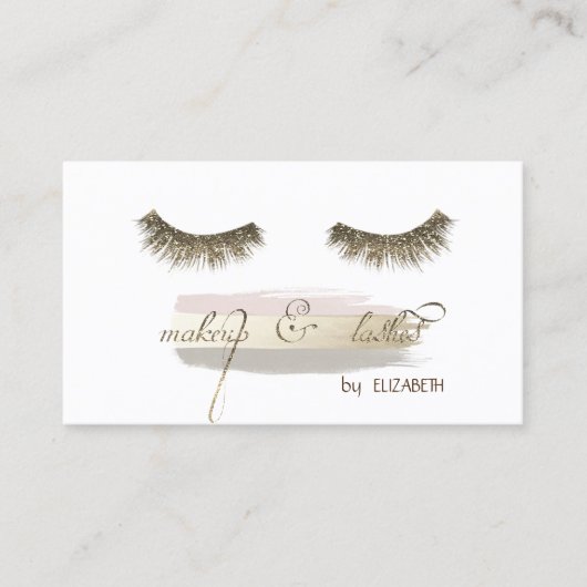 Elegant Modern, Glitter Lashes, Penseelstreek Visitekaartje (Voorkant)