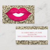 Elegant Modern Glitter, Lips, Makeup kunstenaar Visitekaartje (Voorkant / Achterkant)