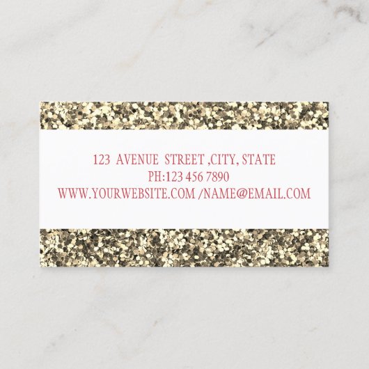 Elegant Modern Glitter, Lips, Makeup kunstenaar Visitekaartje (Achterkant)