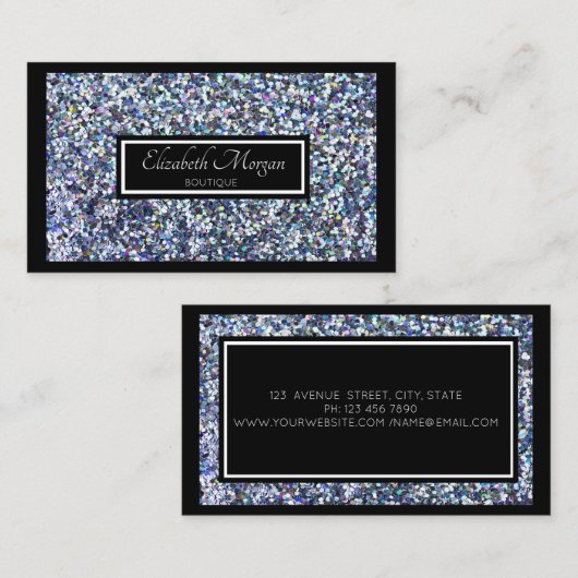 Elegant modern glitter, Sparkles, Lijst Visitekaartje (Voorkant / Achterkant)