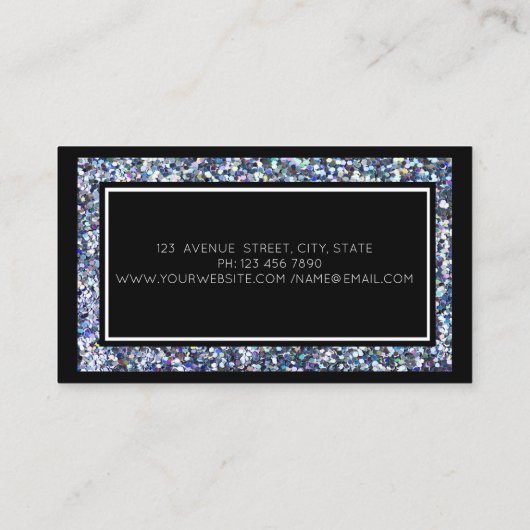 Elegant modern glitter, Sparkles, Lijst Visitekaartje (Achterkant)