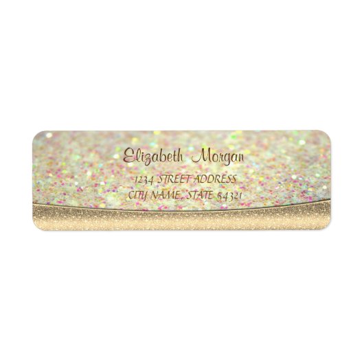 Elegant, Modern, Glittery, Bokeh, Gold Address Lab Etiket (Voorkant)