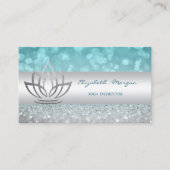 Elegant Modern Glittery Bokeh Silver Lotus Visitekaartje (Voorkant)