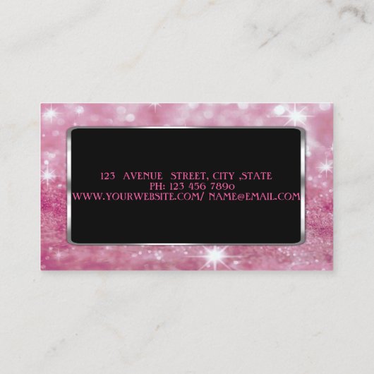 Elegant modern Glittery Bokeh, zwart Lijst Visitekaartje (Achterkant)