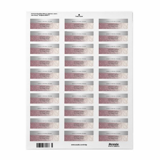 Elegant modern glittery Silver stripe Etiket (Full Sheet)