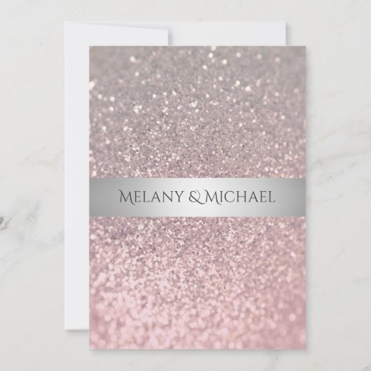 Elegant modern glittery Silver stripe Kaart (Achterkant)