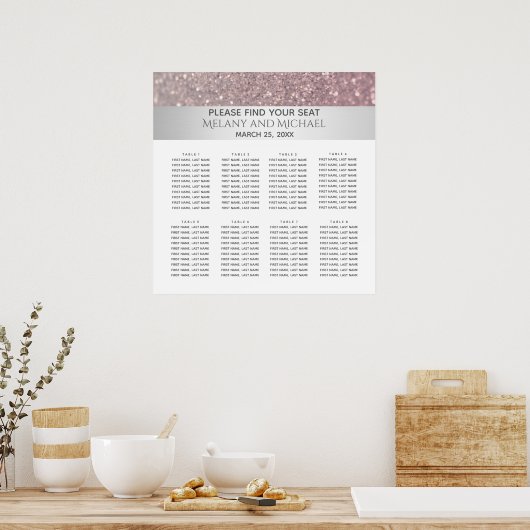 Elegant modern glittery Silver stripe Poster (Keuken)