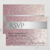 Elegant modern glittery Silver stripe RSPV Kaart (Voorkant / Achterkant)