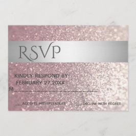 Elegant modern glittery Silver stripe RSPV Kaart