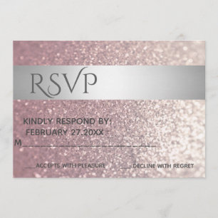Elegant modern glittery Silver stripe RSPV Kaart