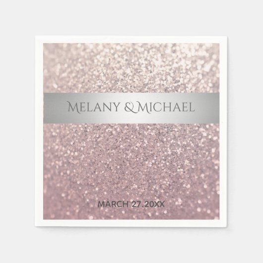 Elegant modern glittery Silver stripe Servetten (Voorkant)