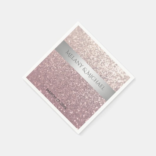 Elegant modern glittery Silver stripe Servetten (Hoek)