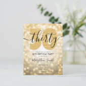 Elegant modern Gold 30e verjaardag uitnodiging (Staand voorkant)
