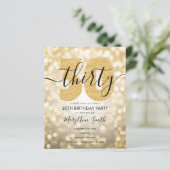 Elegant modern Gold 30th Birthday Party Invite (Staand voorkant)