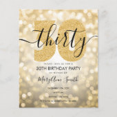 Elegant modern Gold 30th Birthday Party Invite (Voorkant)