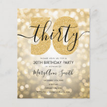 Elegant modern Gold 30th Birthday Party Invite