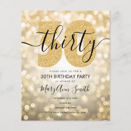 Elegant modern Gold 30th Birthday Party Invite Flyer