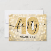 Elegant modern Gold 40e verjaardag Hartelijk dank Bedankkaart (Voorkant)