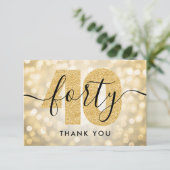Elegant modern Gold 40e verjaardag Hartelijk dank Bedankkaart (Staand voorkant)