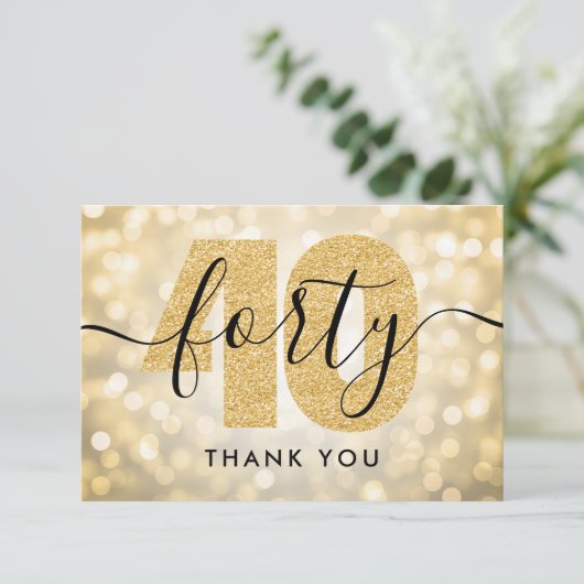 Elegant modern Gold 40e verjaardag Hartelijk dank Bedankkaart (Staand voorkant)