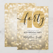 Elegant modern Gold 40e verjaardag Kaart (Voorkant / Achterkant)