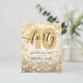 Elegant modern Gold 40th Birthday Party Invite (Staand voorkant)