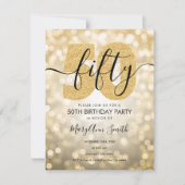Elegant modern Gold 50e verjaardag Kaart (Voorkant)