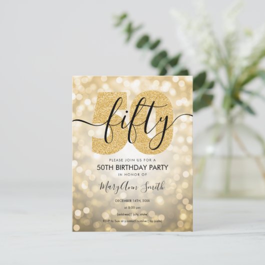 Elegant modern Gold 50e verjaardag Kaart (Staand voorkant)