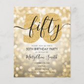 Elegant modern Gold 50e verjaardag van de uitnodig Flyer (Voorkant)