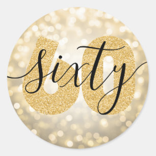 Elegant Modern Gold 60e verjaardag Glitter Ronde Sticker